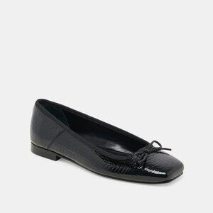 DOLCE VITA - ANISA BALLET FLATS - NOIR EMBOSSED LEATHER